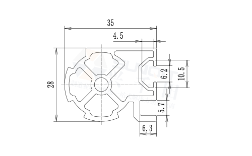 托盘专用铝管尺寸图