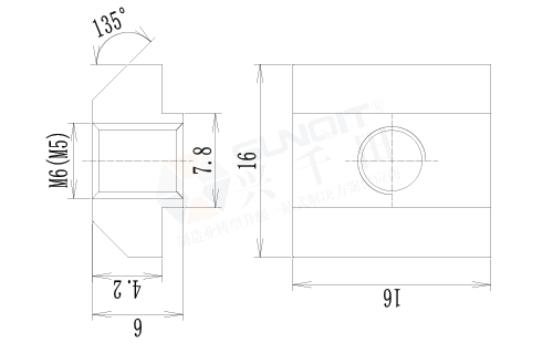 T形滑块1尺寸图