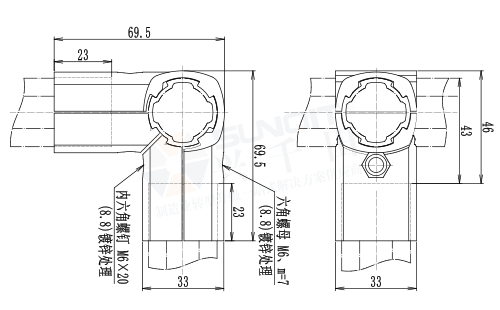 外抱90°接头尺寸图