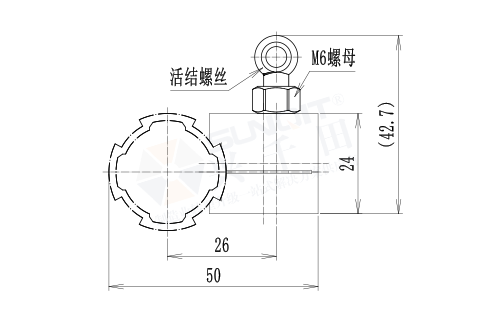 双孔功能辅件与活节螺丝套件尺寸图