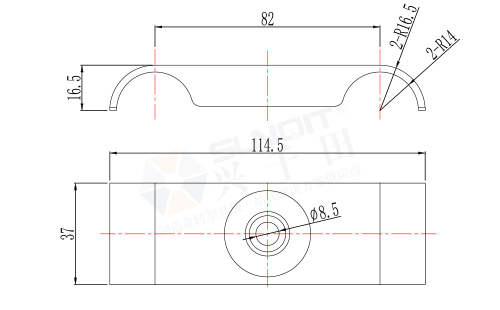 脚轮上下夹板B尺寸图