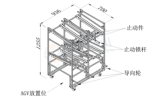 AGV周转车+物料架(单侧型)图纸 AGV周转车+物料架(单侧型)图纸
