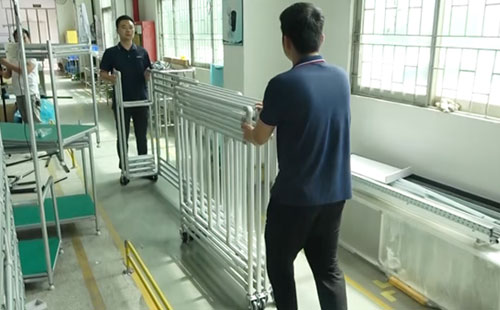 无动力精益管伸缩门LCIA工装