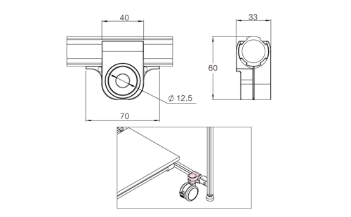 脚轮连接件尺寸图
