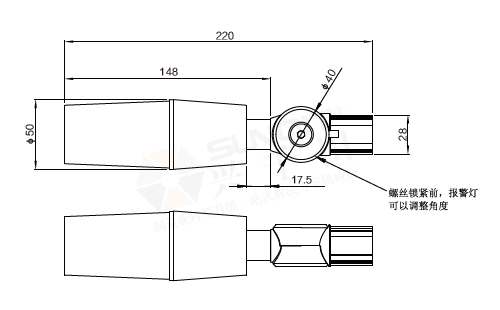 24V单层三色报警灯尺寸图