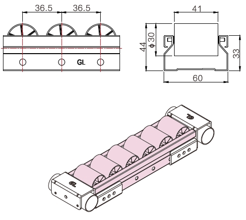 60钣金流利条(平轮)